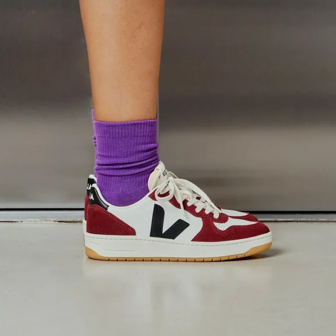 V-10 Leather White Black Amarante