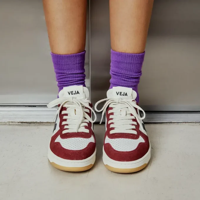 V-10 Leather White Black Amarante