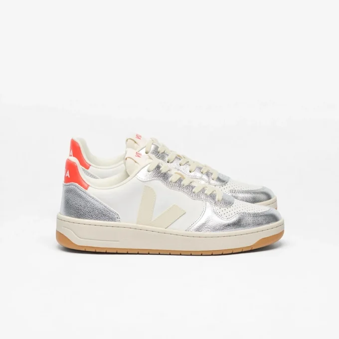 V-10 Leather White Pierre Silver