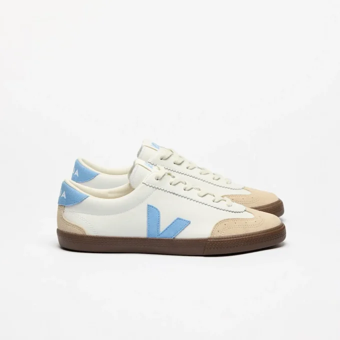 Volley Leather White Aqua Bark